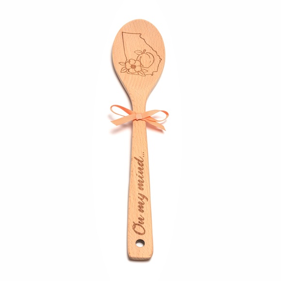 Natural Beech Wood Spoon Georgia On My Mind Peach - Picture 1 of 3